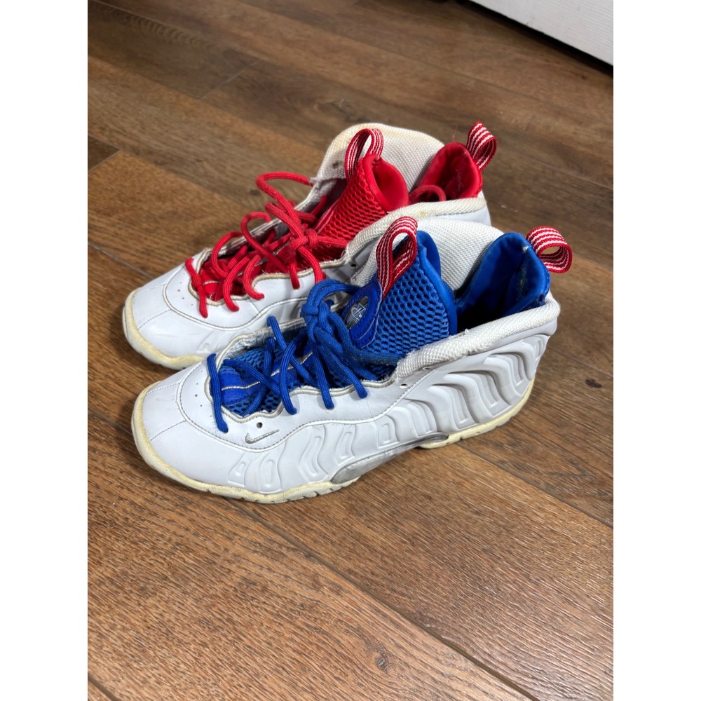 Nike Little Posite One‎ QS Kids White Red Blue Basketball Shoes Size Youth 4.5